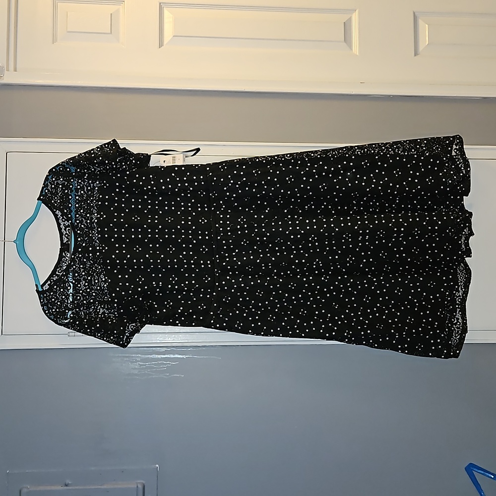 Lace detail polka dot dress